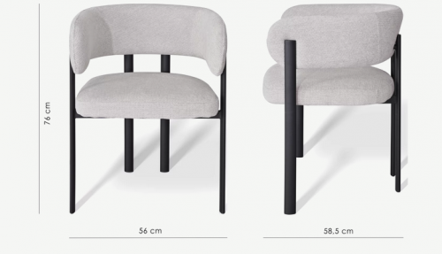 Стул обеденный с подлокотниками CRV- Nory Marble linen black base 