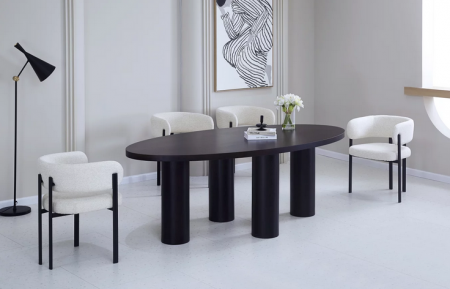 Стул обеденный с подлокотниками CRV- Nory Marble linen black base 