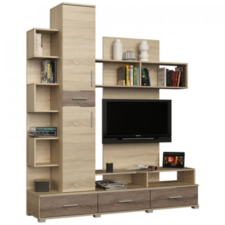 Комплект в гостиную EVR- Бриз-1 дуб Сонома + фасад трюфель