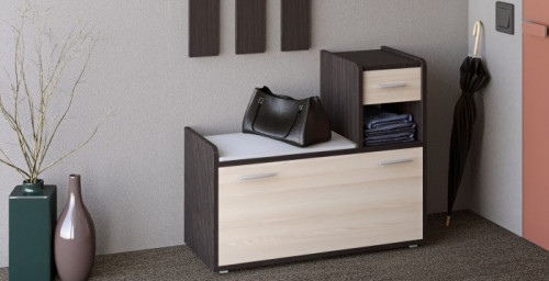 Тумба для обуви (правая) EVR- Тандем венге + фасад дуб молочный