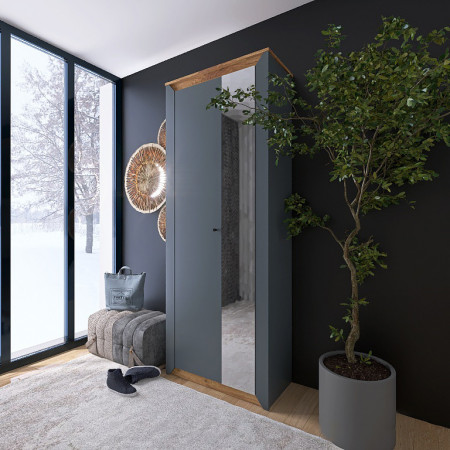 Шкаф с зеркалом на 2 двери EVR- Нордик-800 дуб крафт золотой + фасад графит