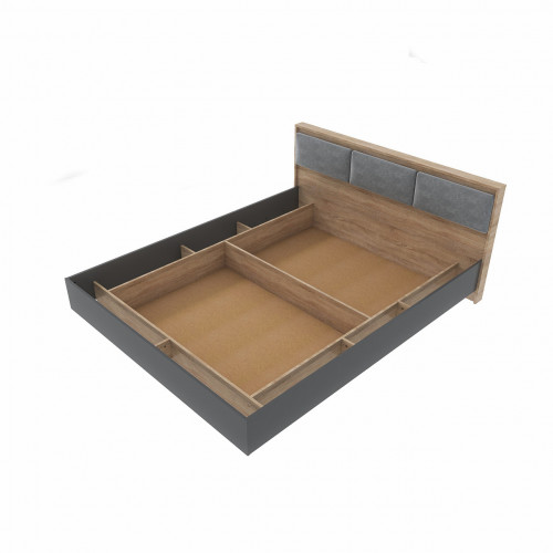 Кровать с мягким изголовьем EVR- Сити (каркас) дуб Сонома + графит