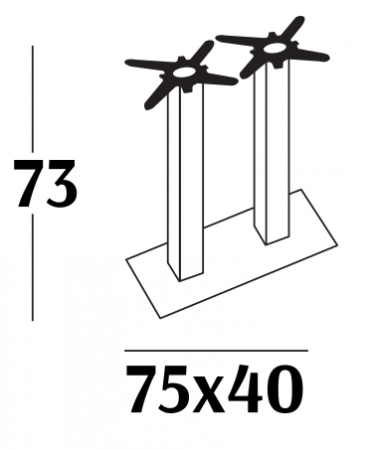 База для стола с двумя колоннами VLL- SCAB Tiffany 5082IS H73 (сатиновая сталь)