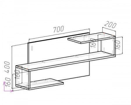 Полка навесная ViA- APC АП-1 (серый)