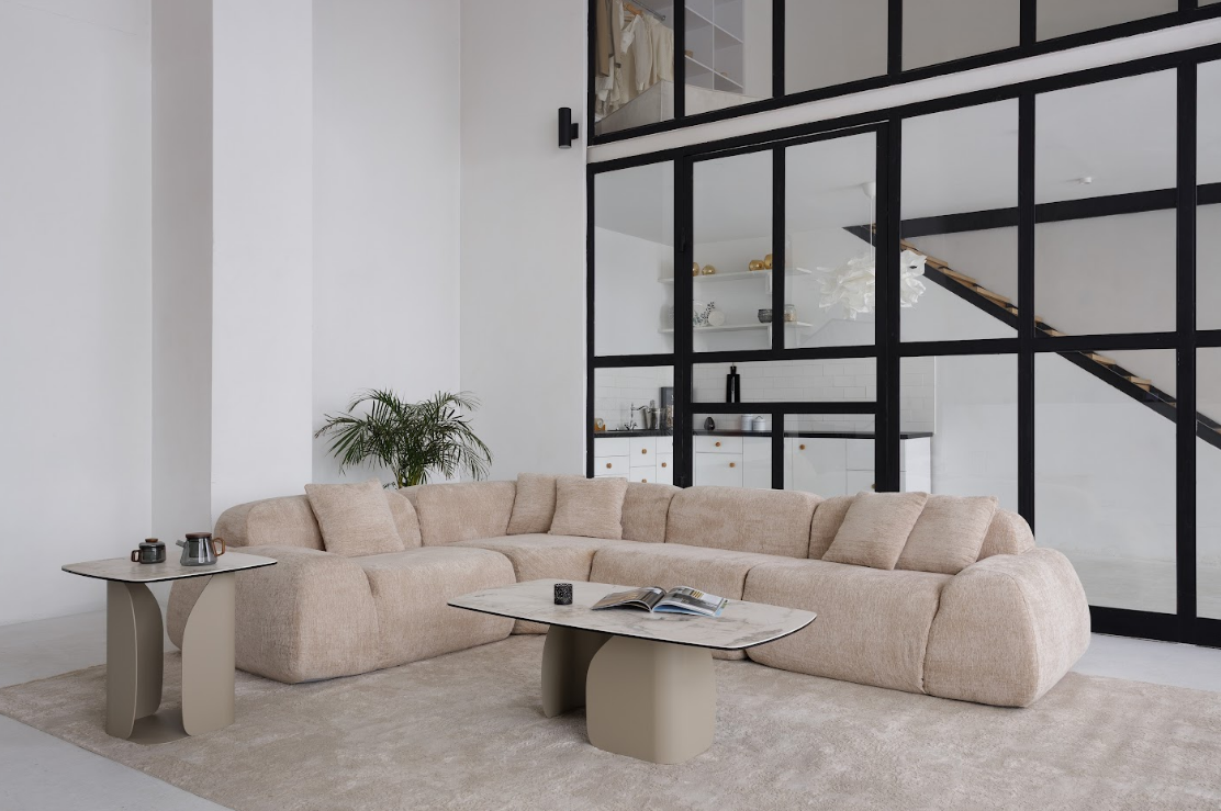 Бескаркасный модульный диван VTR- Дакота (Жемчужный беж, жемчужный серый) 