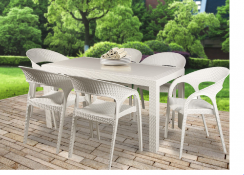 Комплект (1+6 шт) белый KASHTAN Evro- стол OW-T209R SPRING + стулья OW-135 MELODY