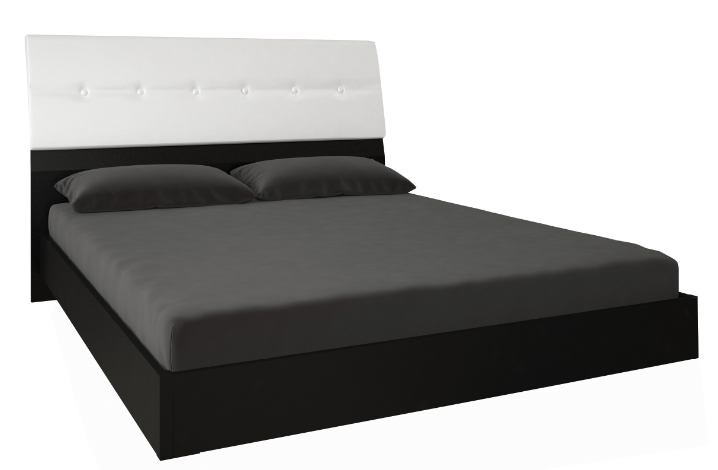 Кровать MRK- Виола Мягкая спинка Глянец белый+мат черный 1,4х2,0