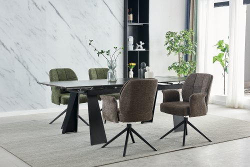 Стол INI- ARNOLD CERAMIC 160(220)*90 WIC DARK GREY МАТ/черный каркас     