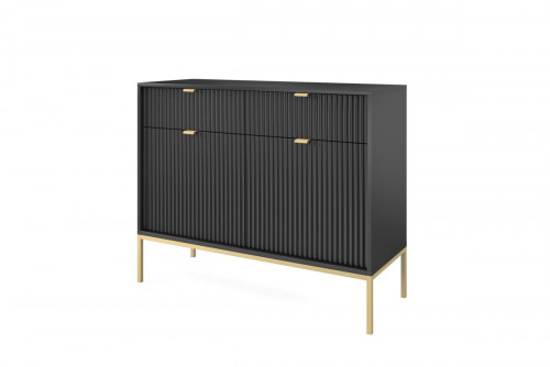 Комод Perfect Home Новая/Nova 2-дверный с 2 ​​ящиками и золотыми ножками KSZ104 Черный