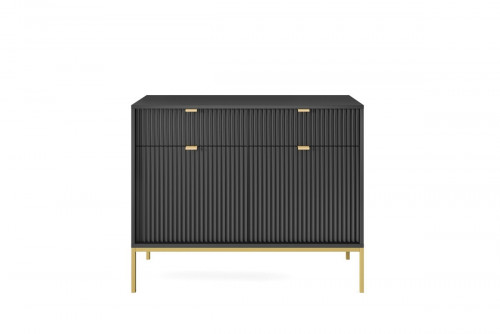 Комод Perfect Home Новая/Nova 2-дверный с 2 ​​ящиками и золотыми ножками KSZ104 Черный