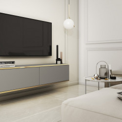 Тумба под ТВ навесная Perfect Home Оро / Oro RTV135 2-дверная Серый
