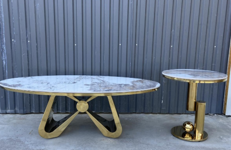 Комплект журнальных столов Elt- T-32 золото + керамика 