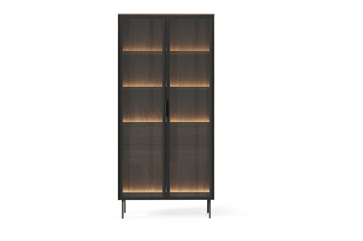 Витрина высокая Perfect Home Lumi 2d2s / 91 + подсветка  Дуб Дунин 
