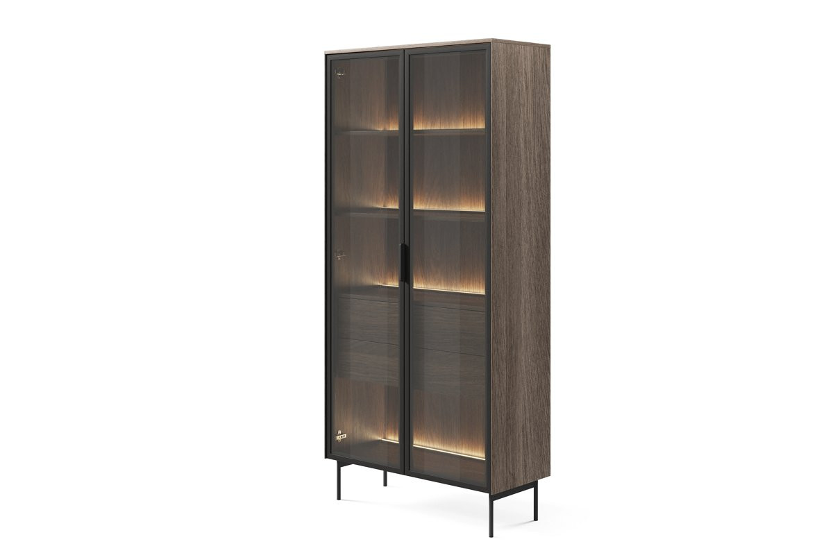 Витрина высокая Perfect Home Lumi 2d2s / 91 + подсветка  Дуб Дунин 