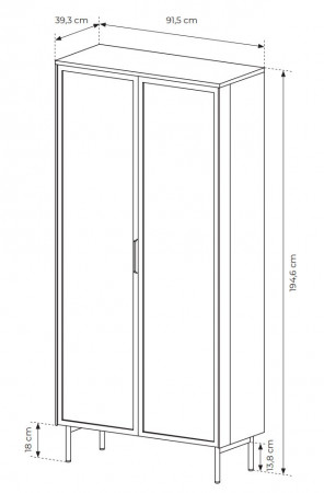 Витрина высокая Perfect Home Lumi 2d2s / 91 + подсветка  Дуб Дунин 