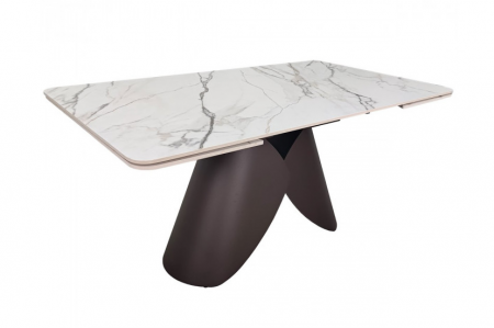 Стол раскладной INI- AGNES CERAMIC 160(240)*90 белый позолоченный мат/ коричневый