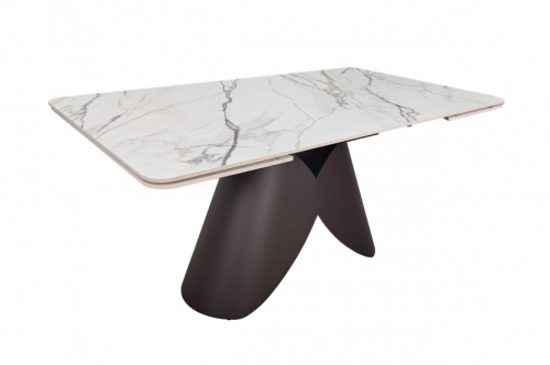 Стол раскладной INI- AGNES CERAMIC 160(240)*90 белый позолоченный мат/ коричневый