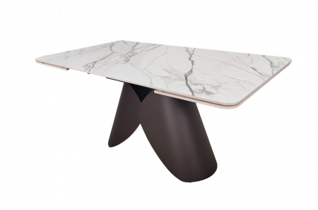 Стол раскладной INI- AGNES CERAMIC 160(240)*90 белый позолоченный мат/ коричневый