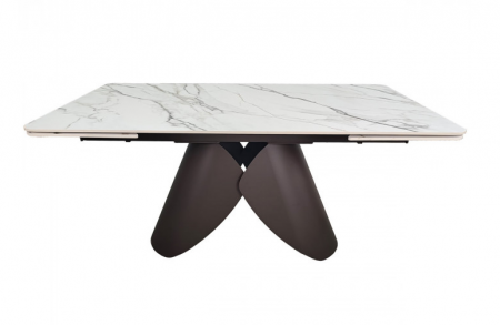 Стол раскладной INI- AGNES CERAMIC 160(240)*90 белый позолоченный мат/ коричневый