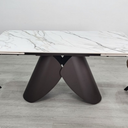 Стол раскладной INI- AGNES CERAMIC 160(240)*90 белый позолоченный мат/ коричневый