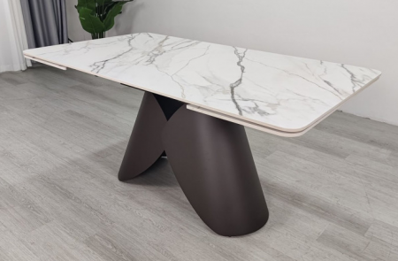 Стол раскладной INI- AGNES CERAMIC 160(240)*90 белый позолоченный мат/ коричневый