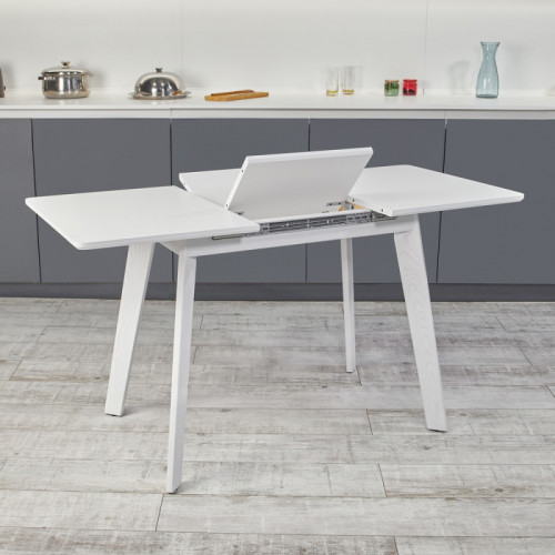 Кухонный комплект Ont- Алонзо 100 Премиум белый раздвижной стол + 4 стула Вито Премиум бежевые