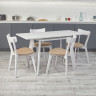 Кухонный комплект Ont- Алонзо 100 Премиум белый раздвижной стол + 4 стула Вито Премиум бежевые