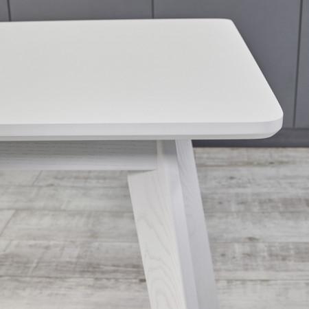 Кухонный комплект Ont- Алонзо 100 Премиум белый раздвижной стол + 4 стула Вито Премиум бежевые