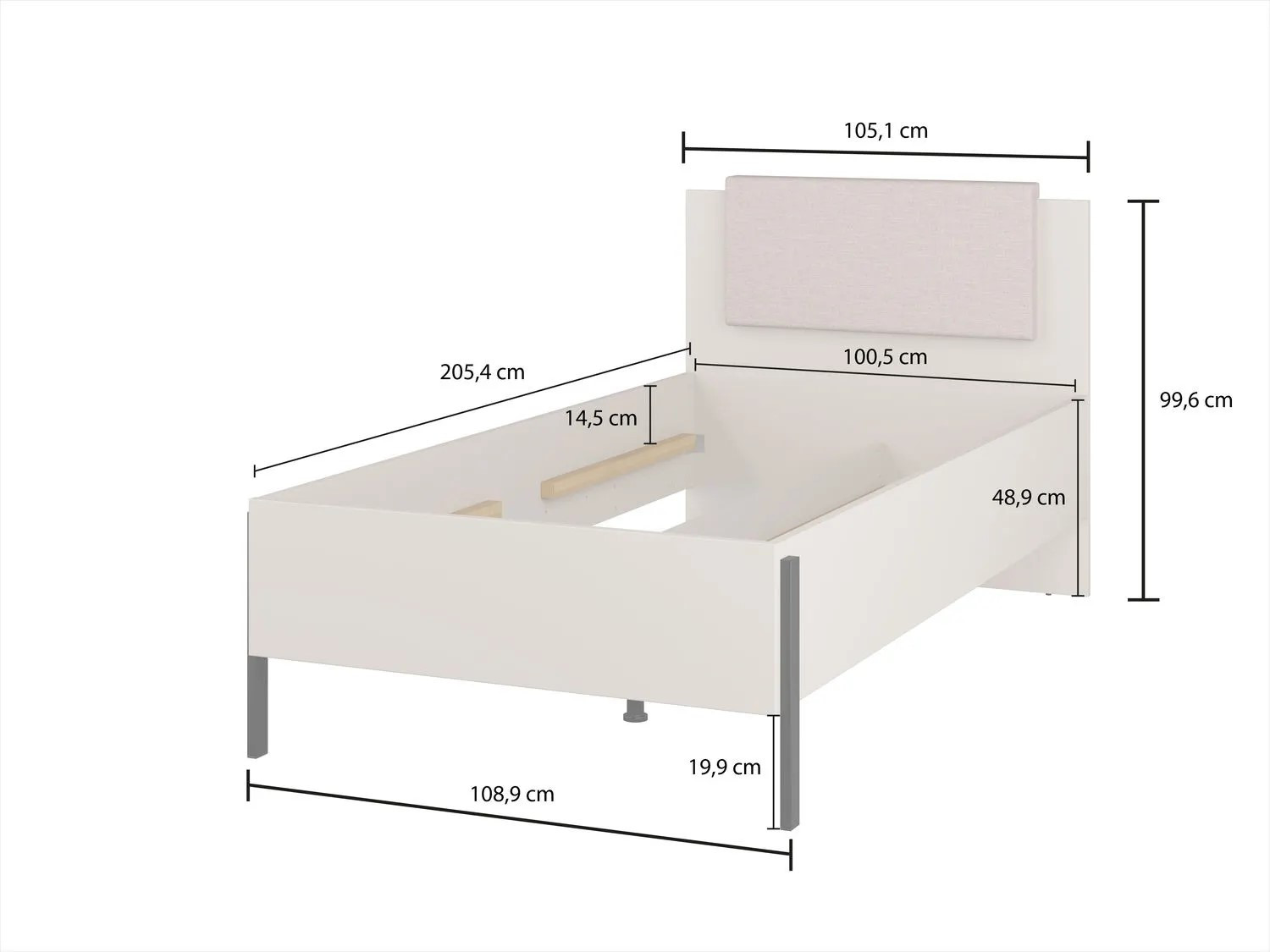 Кровать односпальная с подголовником 24KSND34 Helvetia JUKON S (кашемир/черный)