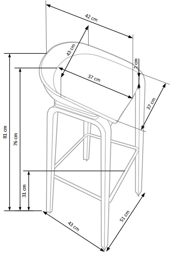 Стул барный PL- HALMAR H-86