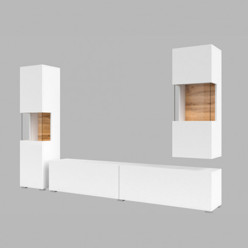 Стенка в гостиную Helvetia AVA 249NLM10 (белый-дуб вотан/белый)