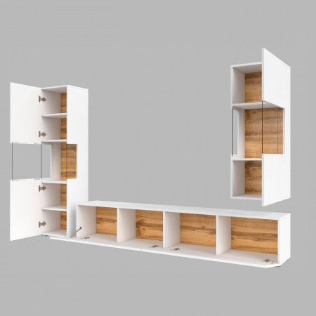 Стенка в гостиную Helvetia AVA 249NLM10 (белый-дуб вотан/белый)