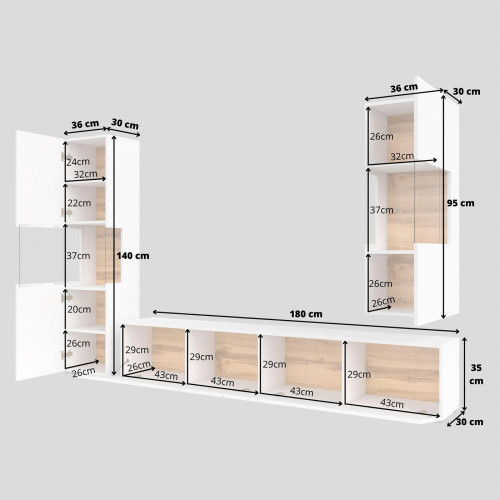 Стенка в гостиную Helvetia AVA 249NLM10 (белый-дуб вотан/белый)