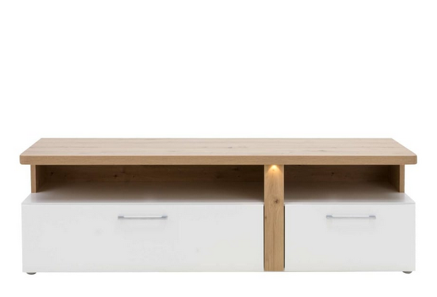 Тумба под телевизор Forte TULUZA TUZT121B (дуб артизан/белый глянец)