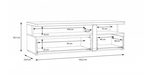 Тумба под телевизор Forte TULUZA TUZT121B (дуб артизан/белый глянец)