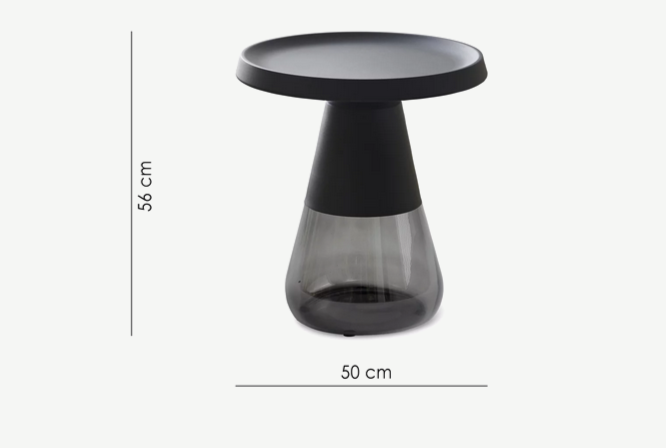 Стол кофейный CRV- Elle, Black top grey glass base 50*50 см
