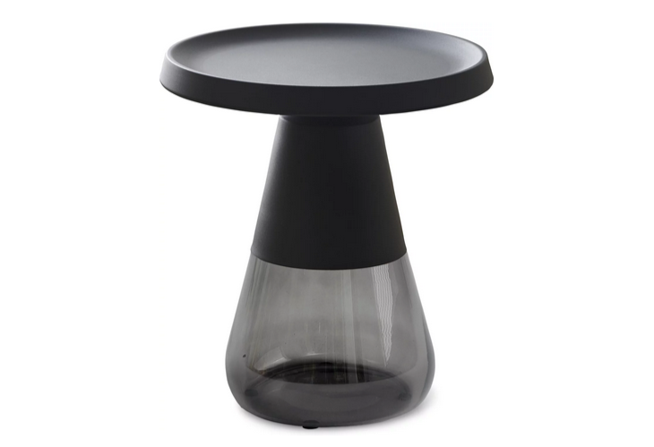 Стол кофейный CRV- Elle, Black top grey glass base 50*50 см