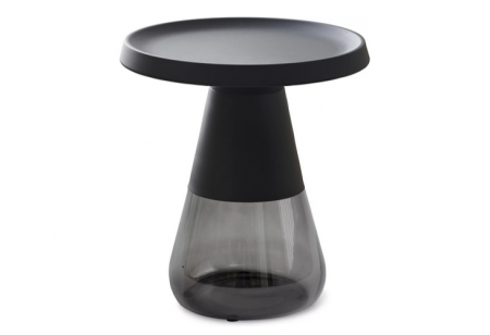 Стол кофейный CRV- Elle, Black top grey glass base 50*50 см
