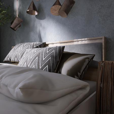 Кровать с мягким изголовьем EVR- Сити (основа ламель) дуб Сонома + белый