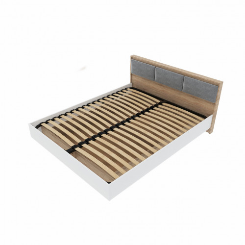 Кровать с мягким изголовьем EVR- Сити (основа ламель) дуб Сонома + белый