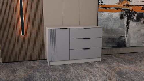 Комод на 3 шухляды и 1 дверь ViA- APC АК-10 (серый)