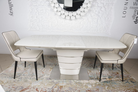 Стол модерн NL- Атланта (ATLANTA), цвет крем глянец 140(185)х90 см