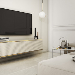 Тумба под ТВ навесная Perfect Home Оро / Oro RTV135 2-дверная Бежевый