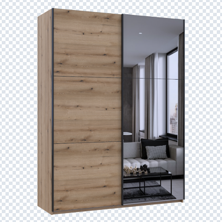 Шкаф - купе DRS- G-Caiser (180х60х240 см) 1ДСП 1 Зеркало/3 части Дуб Эвок  