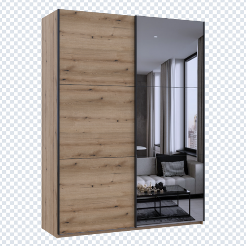 Шкаф - купе DRS- G-Caiser (180х60х240 см) 1ДСП 1 Зеркало/3 части Дуб Эвок  