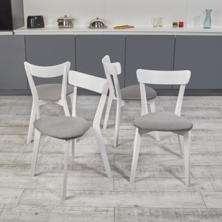 Кухонный комплект Ont- Алонзо 100 Премиум белый раздвижной стол + 4 стула Вито Премиум серые