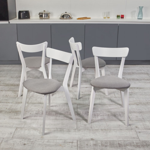 Кухонный комплект Ont- Алонзо 100 Премиум белый раздвижной стол + 4 стула Вито Премиум серые