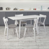 Кухонный комплект Ont- Алонзо 100 Премиум белый раздвижной стол + 4 стула Вито Премиум серые