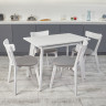 Кухонный комплект Ont- Алонзо 100 Премиум белый раздвижной стол + 4 стула Вито Премиум серые