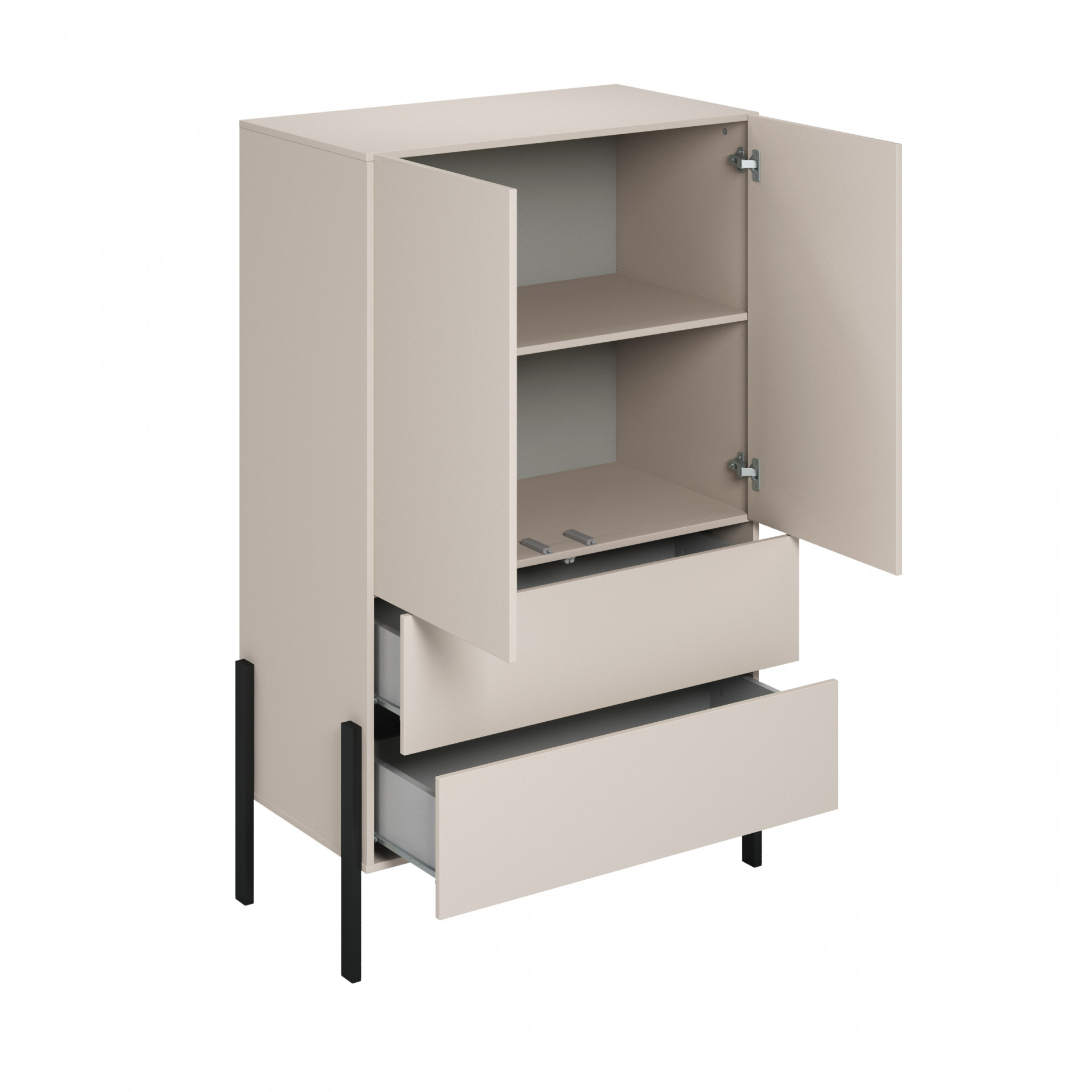 Шкаф на 2 двери с 2 ящиками Helvetia JUKON S 24KSND38 (кашемир/черный)